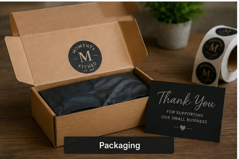 Moments Etched order packaging