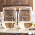 2 Stemless White Wine Glass Set - Design: HH3