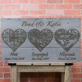Personalized Wood Wall Art 30x16 Gray Met Engaged Married - Design: 3H