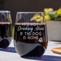 Etched Dog Drinking Stemless Wine Glasses - Design: ALONEDOG