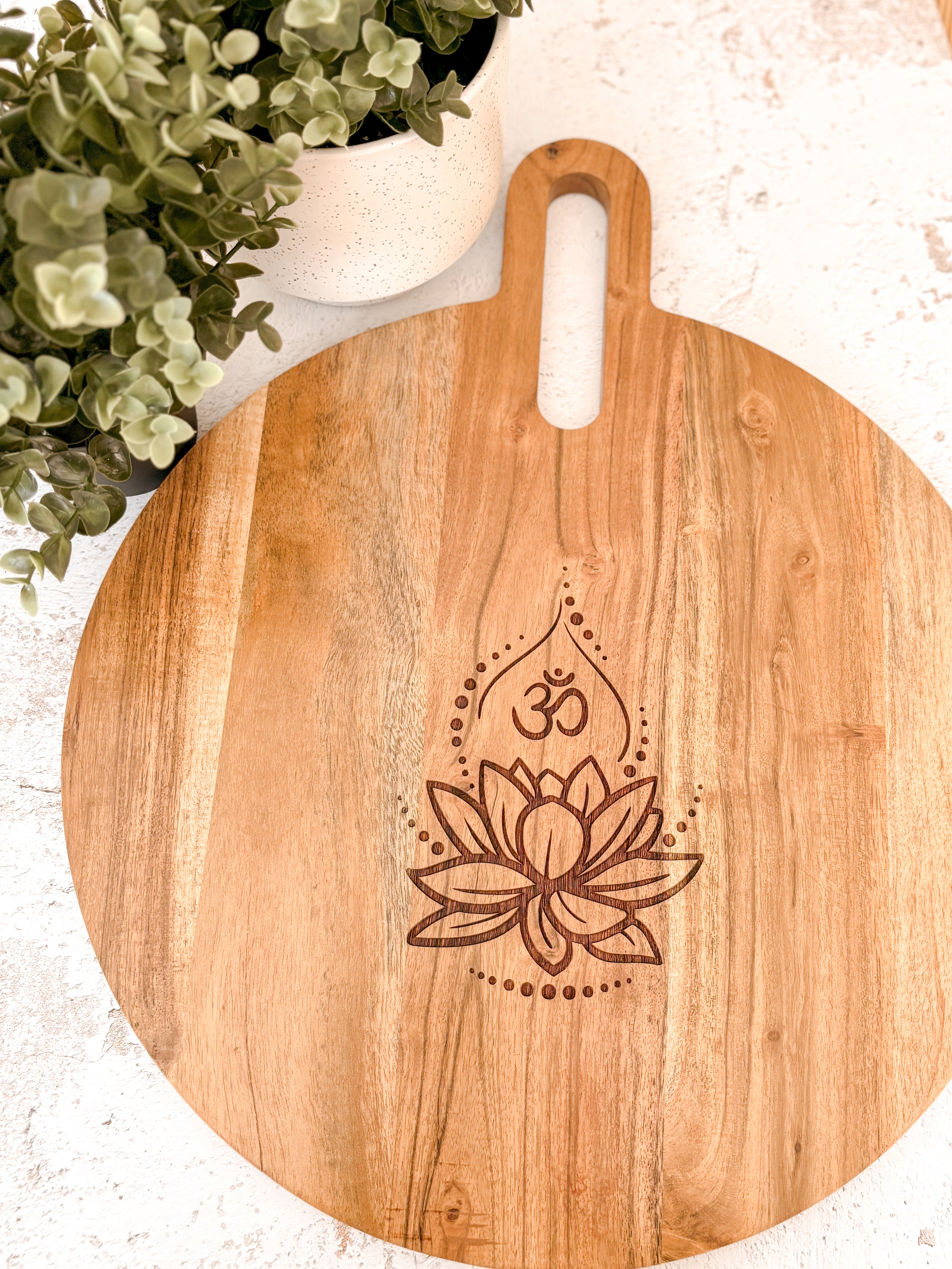 Om Lotus Flower Round Board