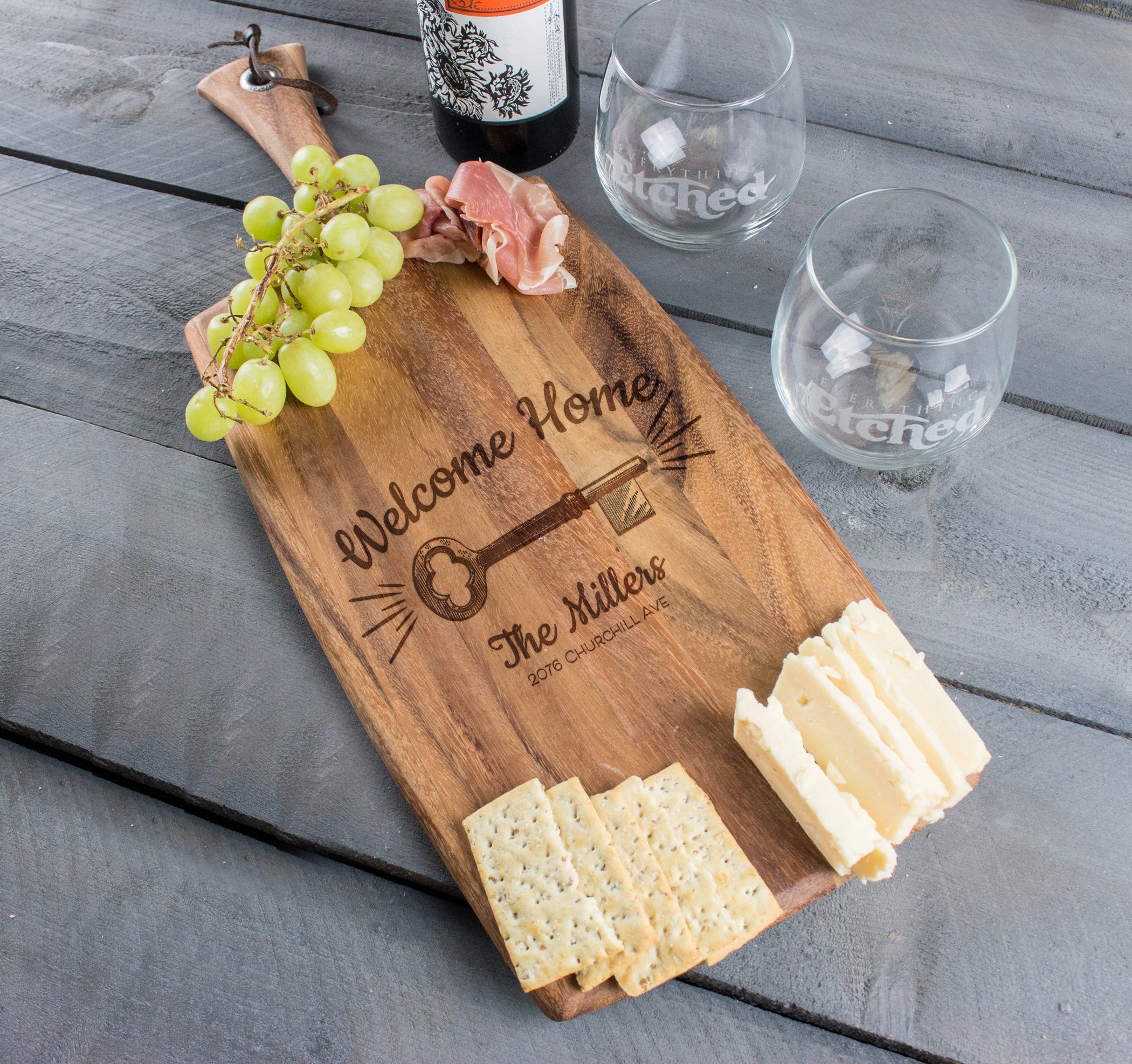 Personalized Cheese Board Rectangle Housewarming Gift - Design: HW1