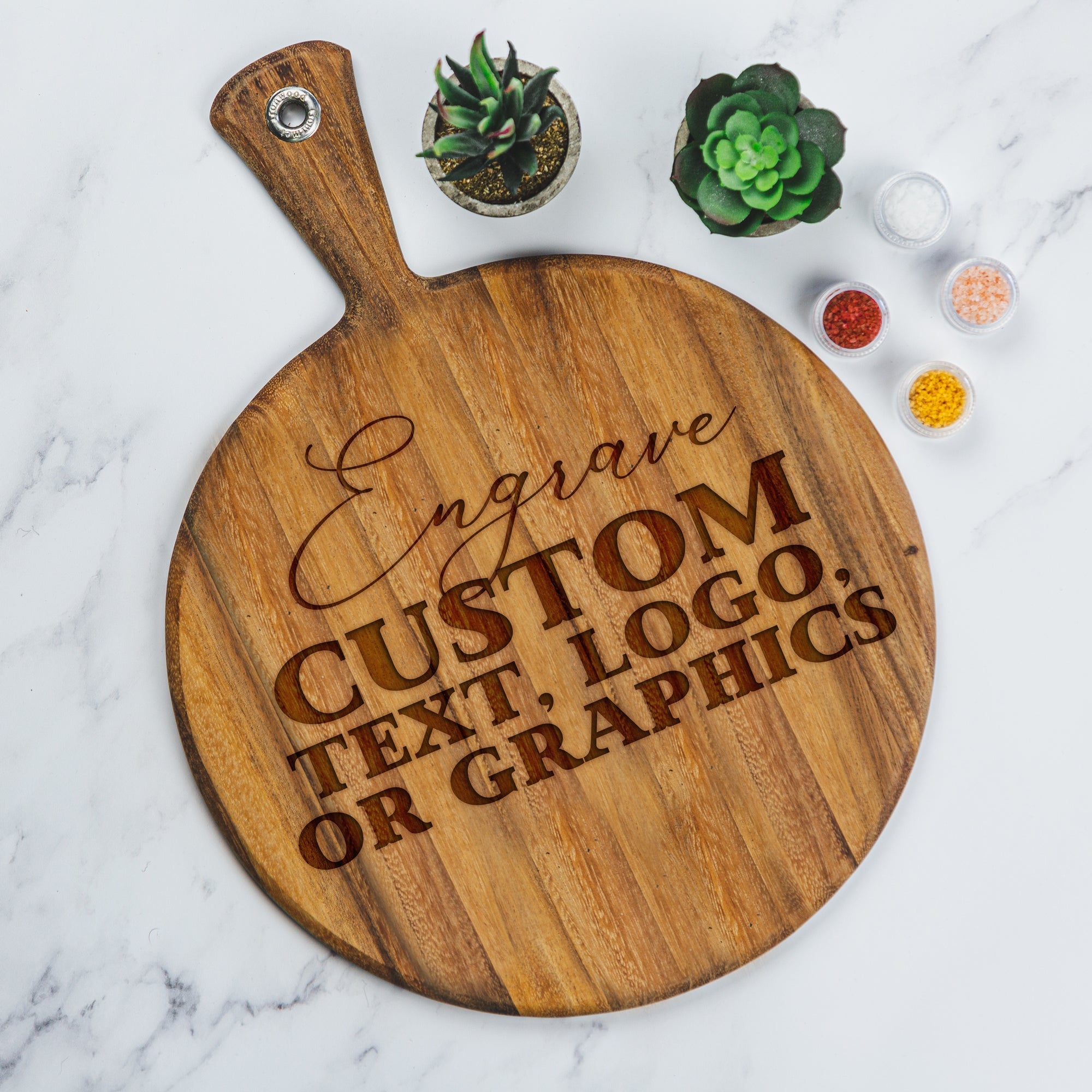 Custom Engraved Cheese Board Round - Design: CUSTOM