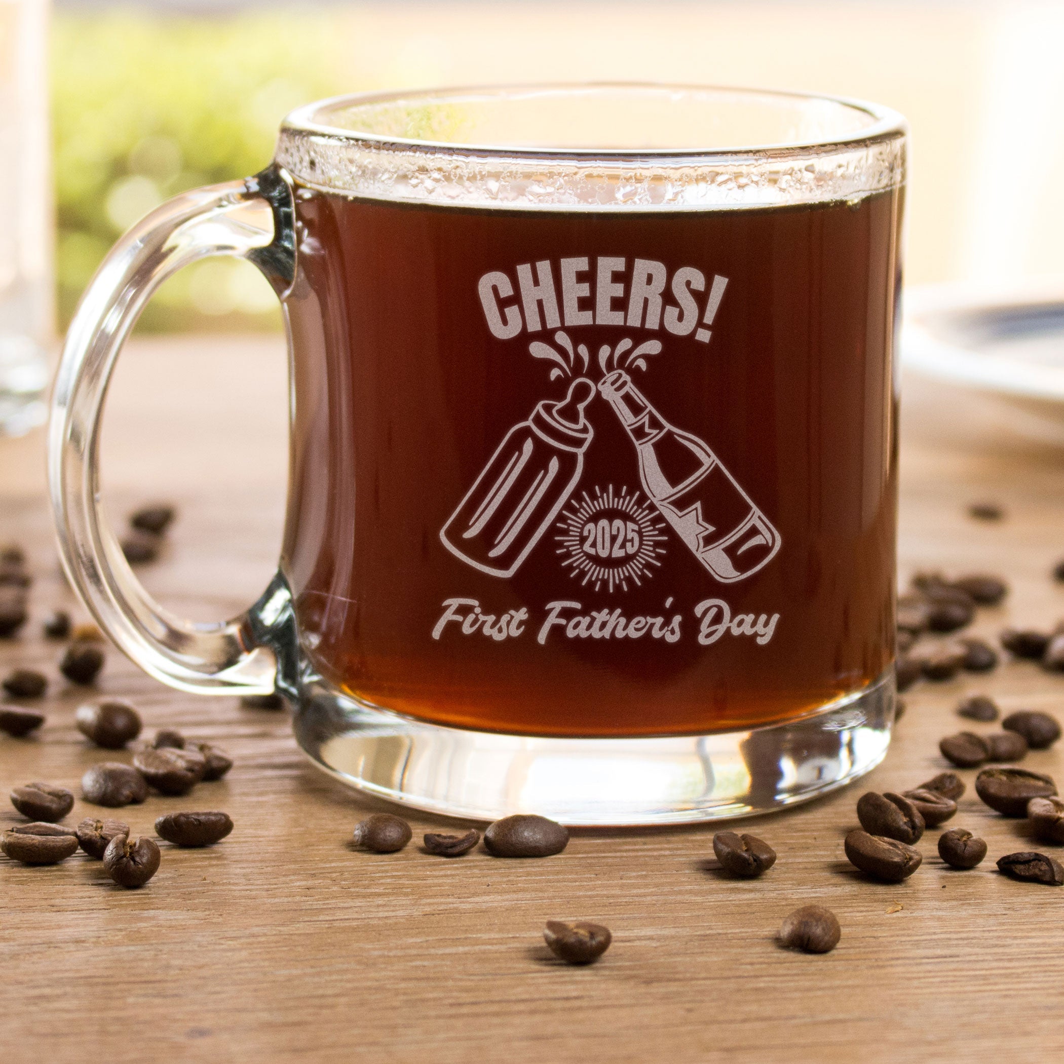 Glass Coffee Mug First Father's Day 2025 - Design: FD1