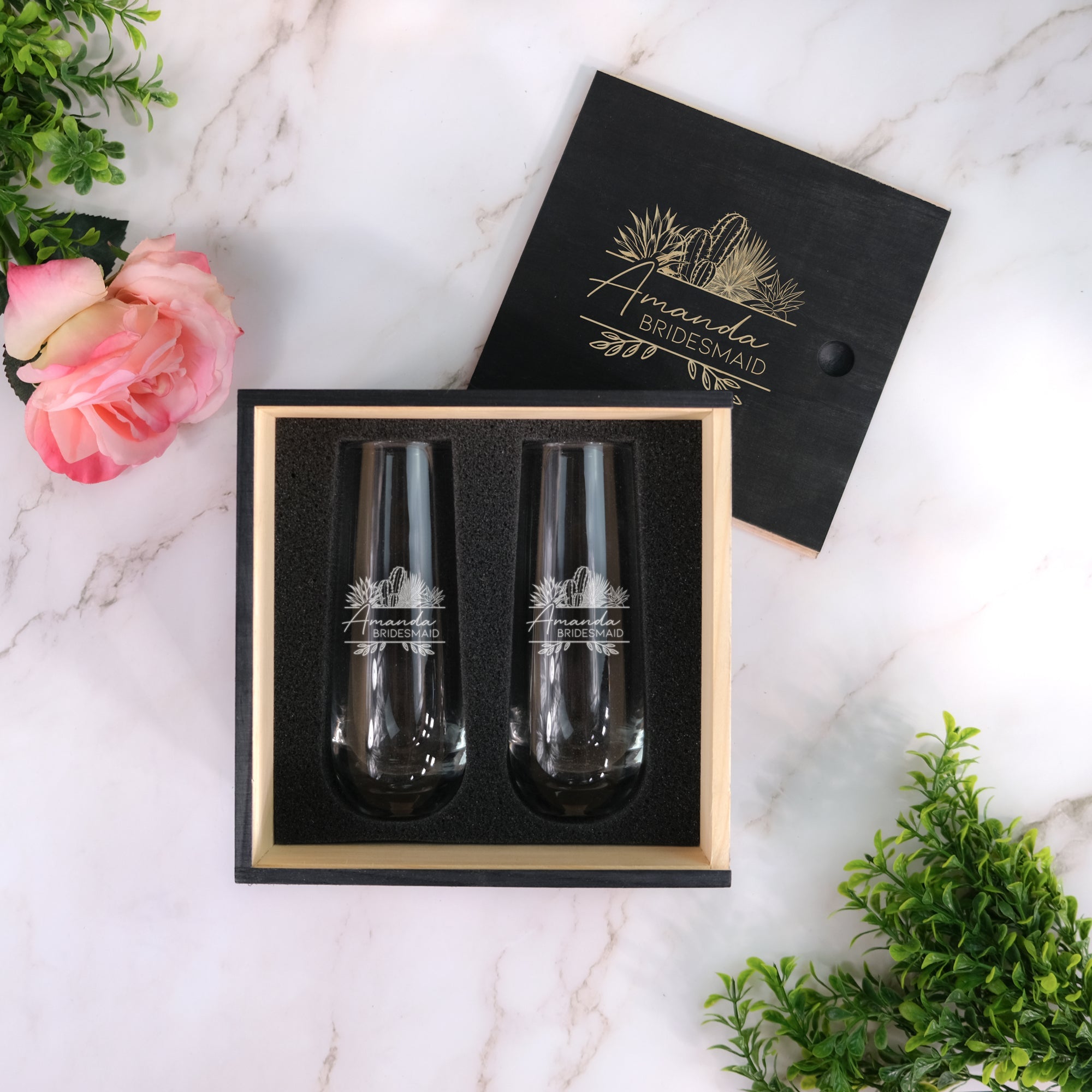 Cactus Stemless Toasting Glass Gift Set, Design: CACTUS2