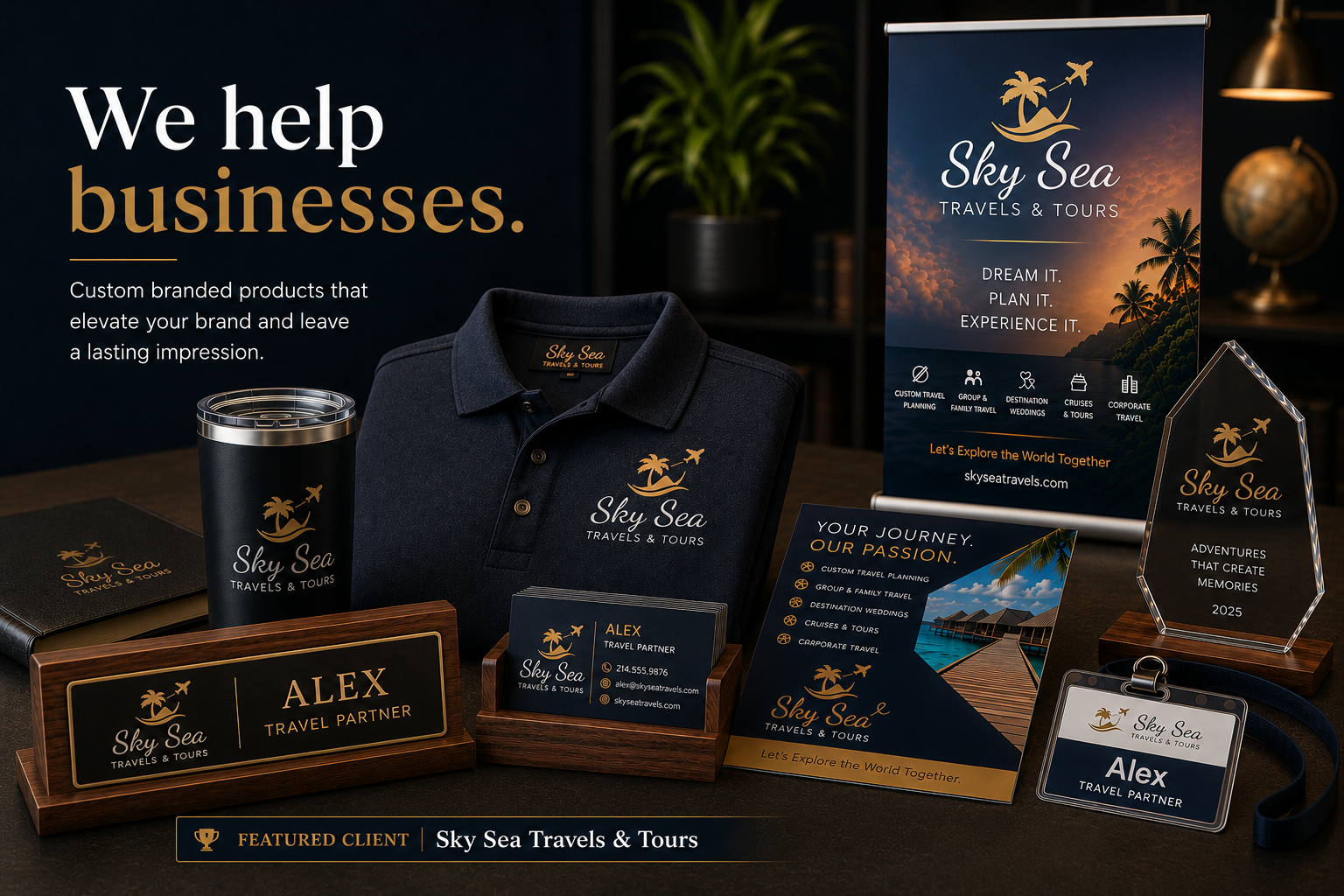 Business branding products created by Moments Etched