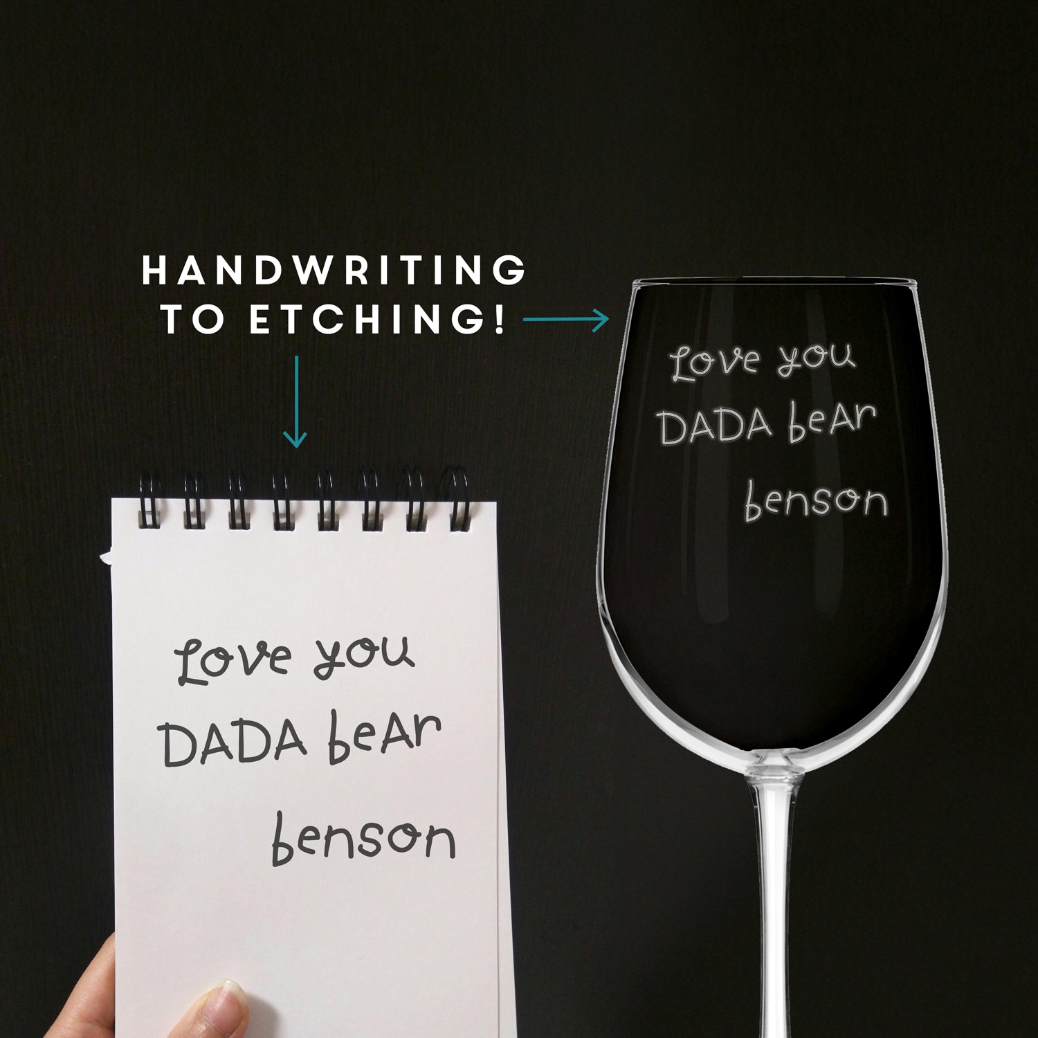 Custom Handwriting Wine Glass - Design: HNDW