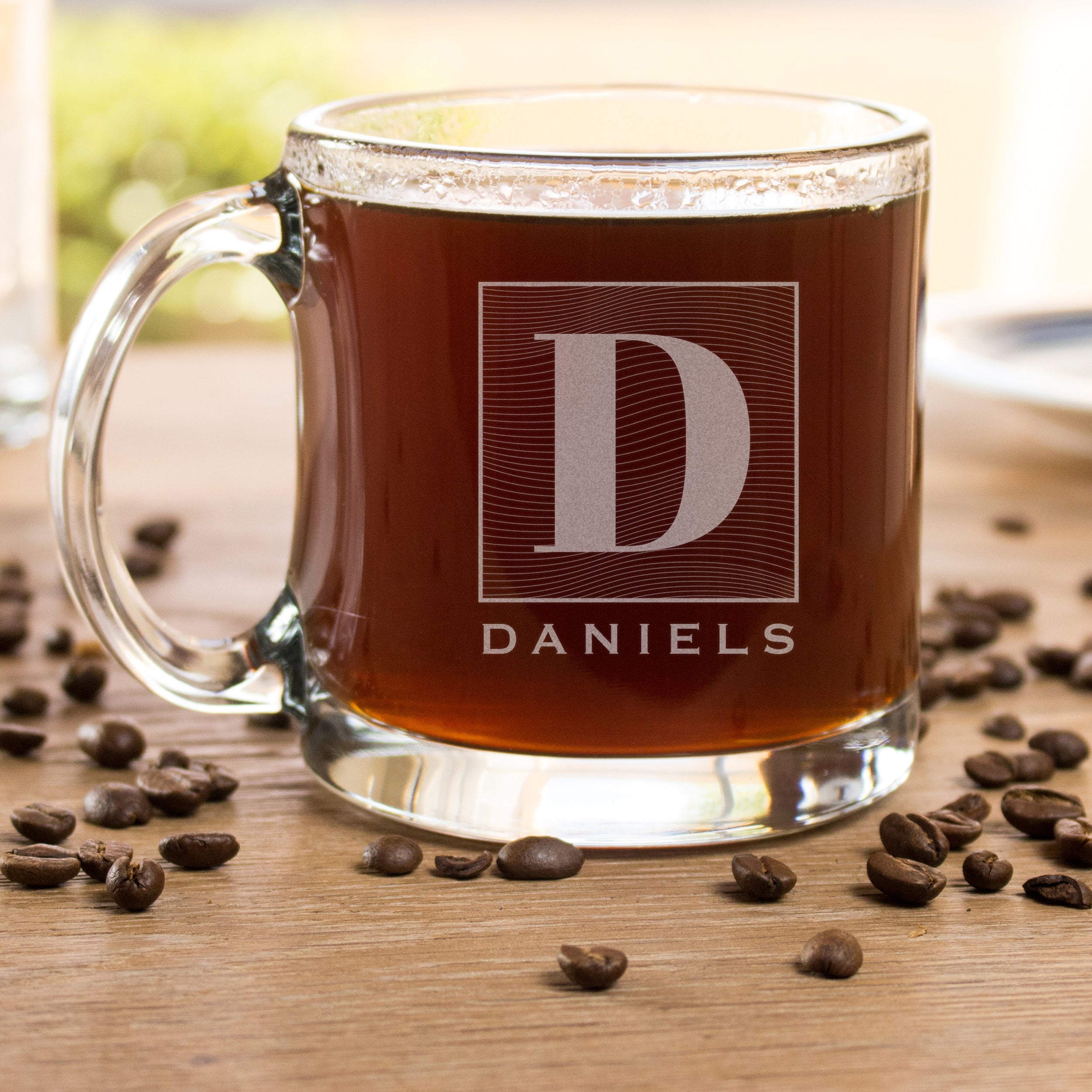 Personalized Initial Glass Coffee Mug, Design: K5