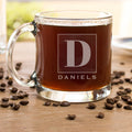 Personalized Initial Glass Coffee Mug, Design: K5