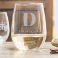 Personalized Initial Stemless Wine Glass, Design: K5