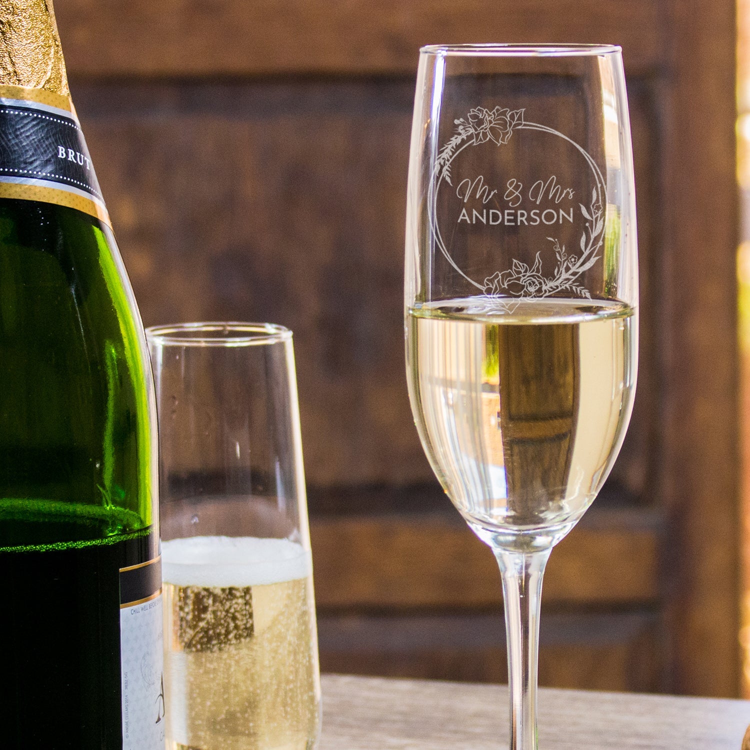 Etched Champagne Flutes for Couples - Design: L6
