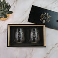 Couples Stemless Wine Glass Set with Box, Design: N12