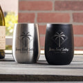 Family Vacation Palm Tree Personalized Wine Tumblers, Design: OD2