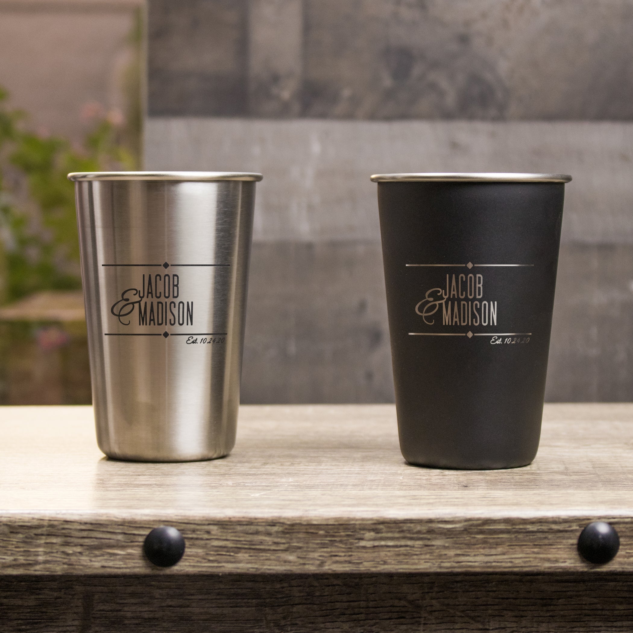 16 oz Stainless Steel Pint Glass - Design: N2