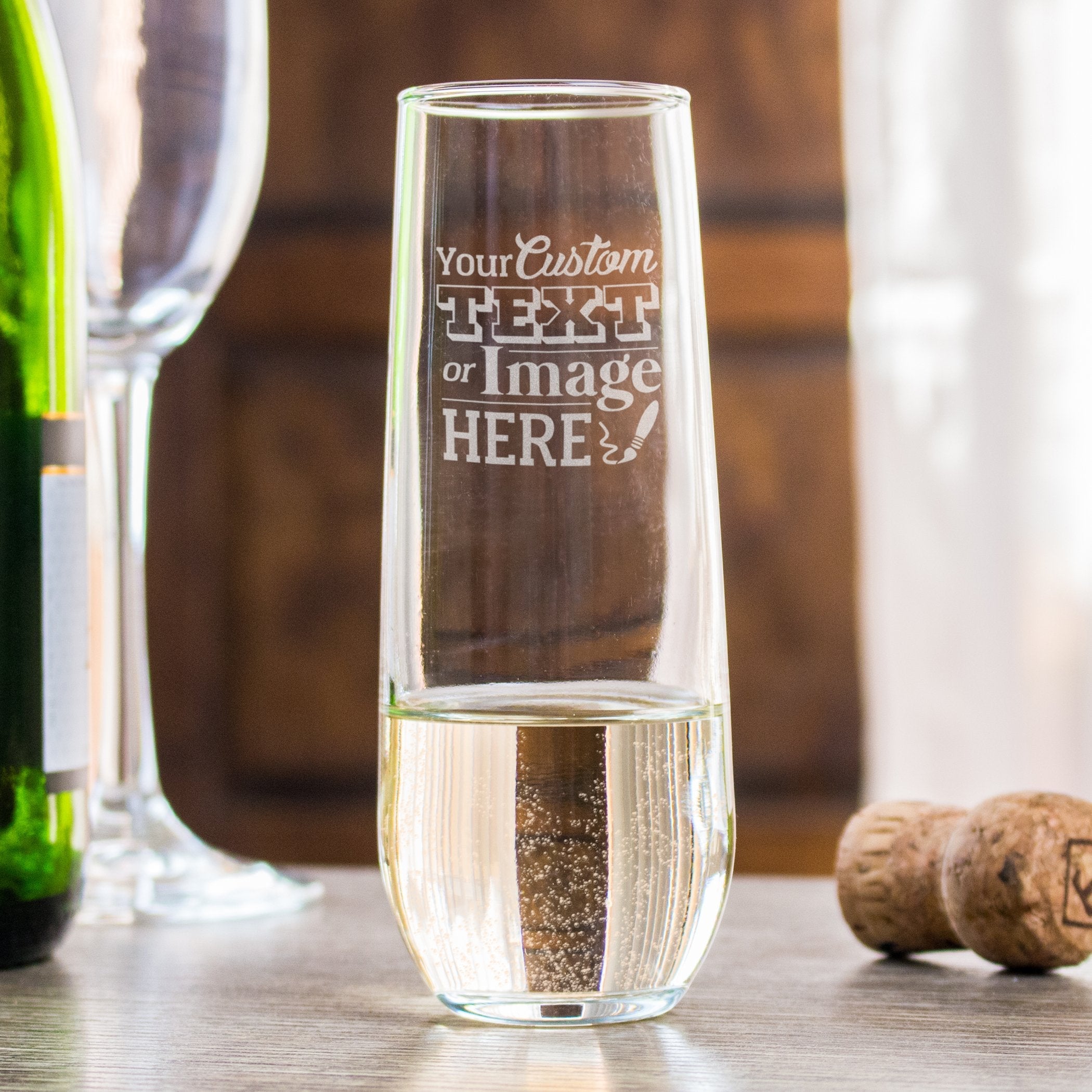 Personalized Stemless Champagne Flutes - Design: CUSTOM