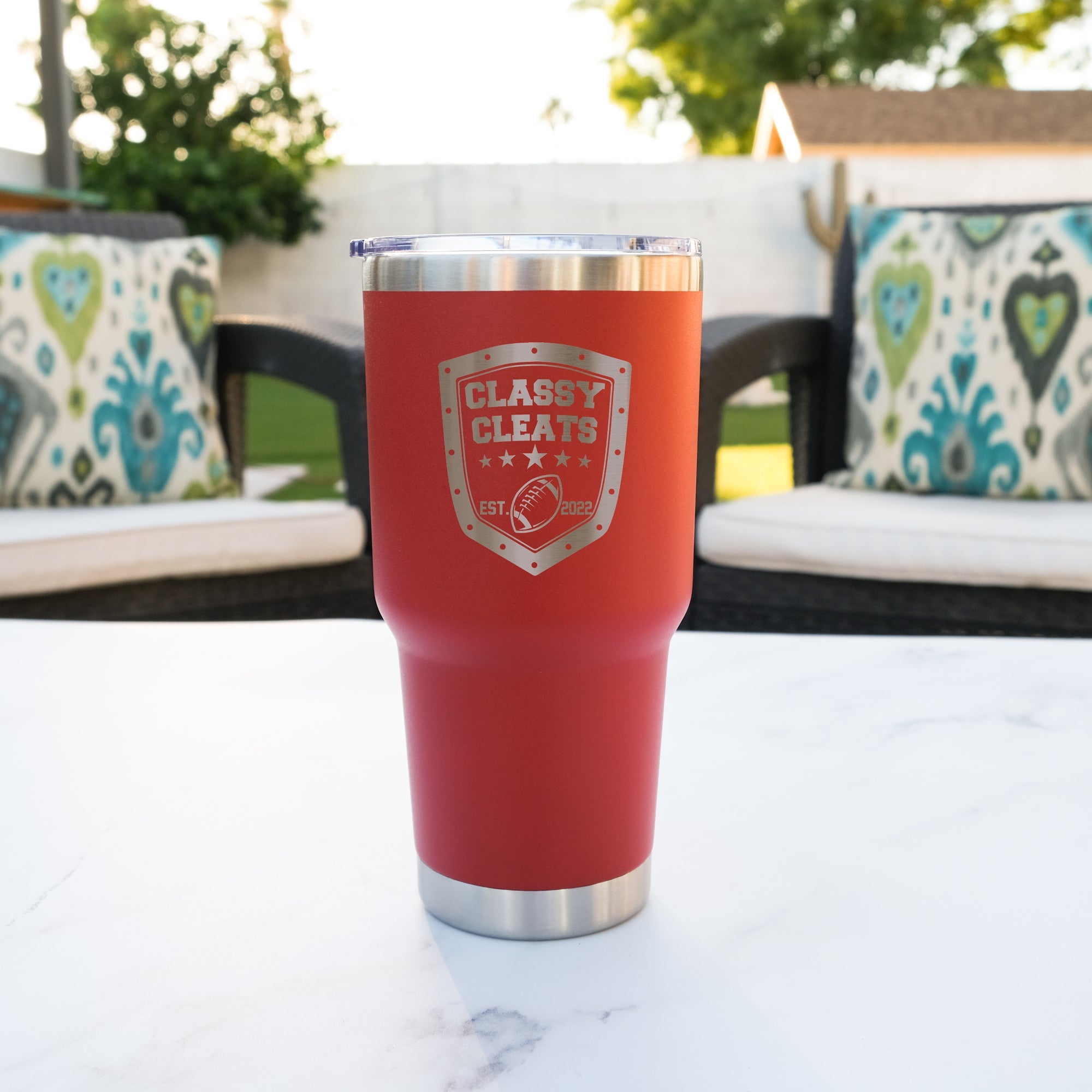 Fantasy Football Team Engraved 30oz Stainless Steel Tumbler, Design: FF1