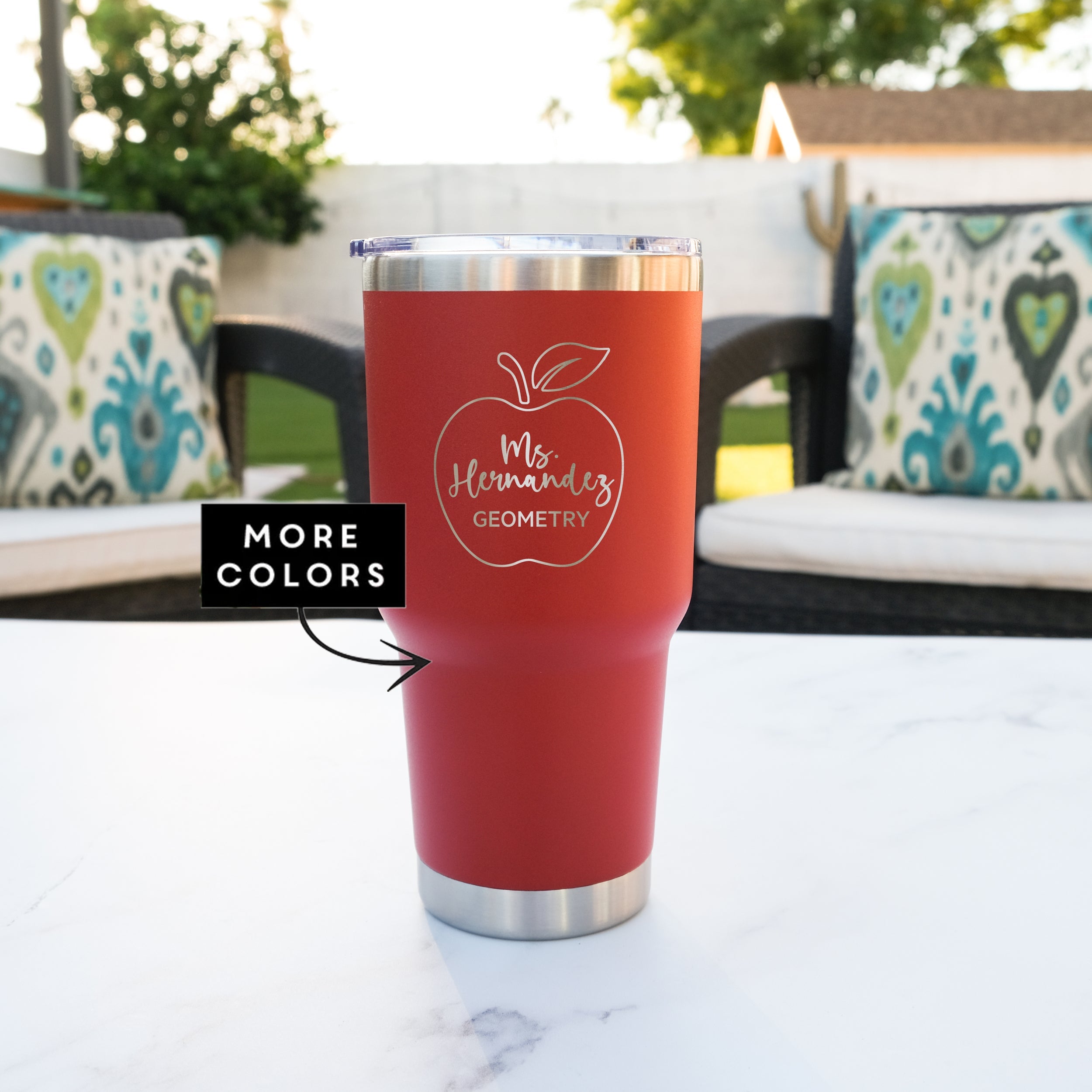 Personalized 30oz Teacher Apple Tumbler, Design: TEACHER1