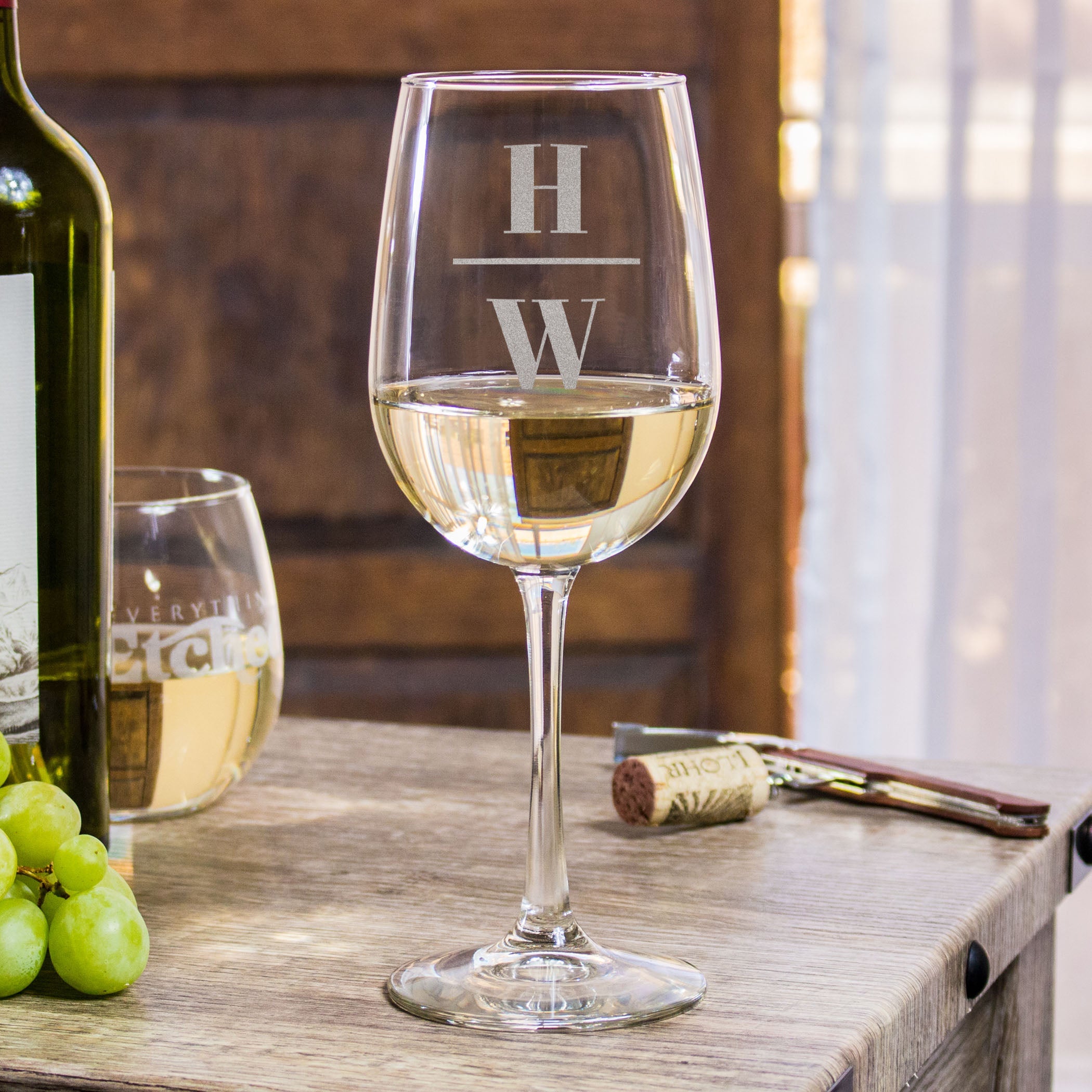 Etched Wine Glasses - Design: INITIAL2