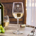 Etched Wine Glasses Monogram - Design: M2