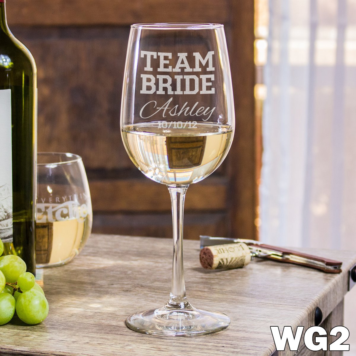 Etched Wine Glasses Team Bride - Design: WG2