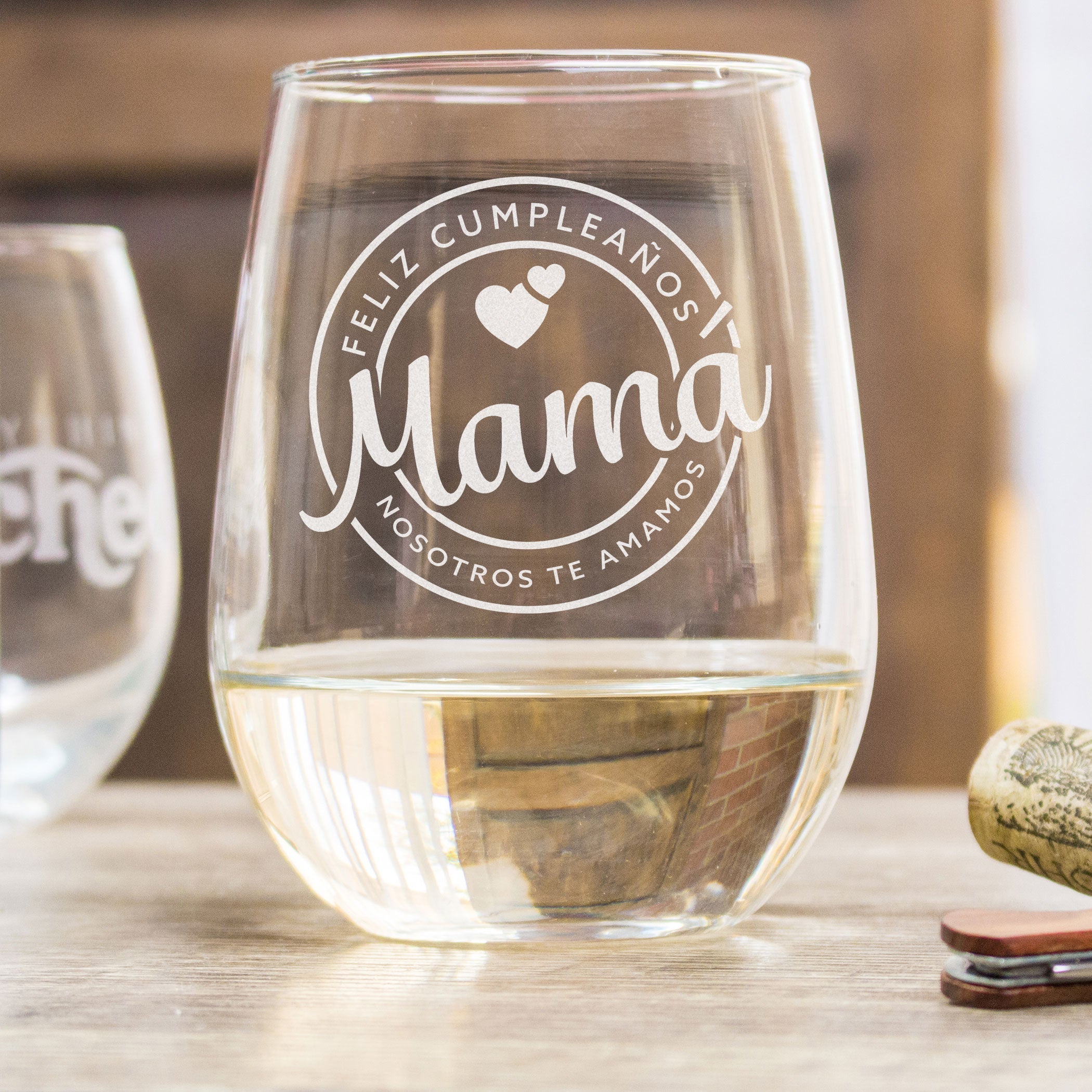 Personalized Feliz Cumpleanos Wine Glass, Design: BDAY7