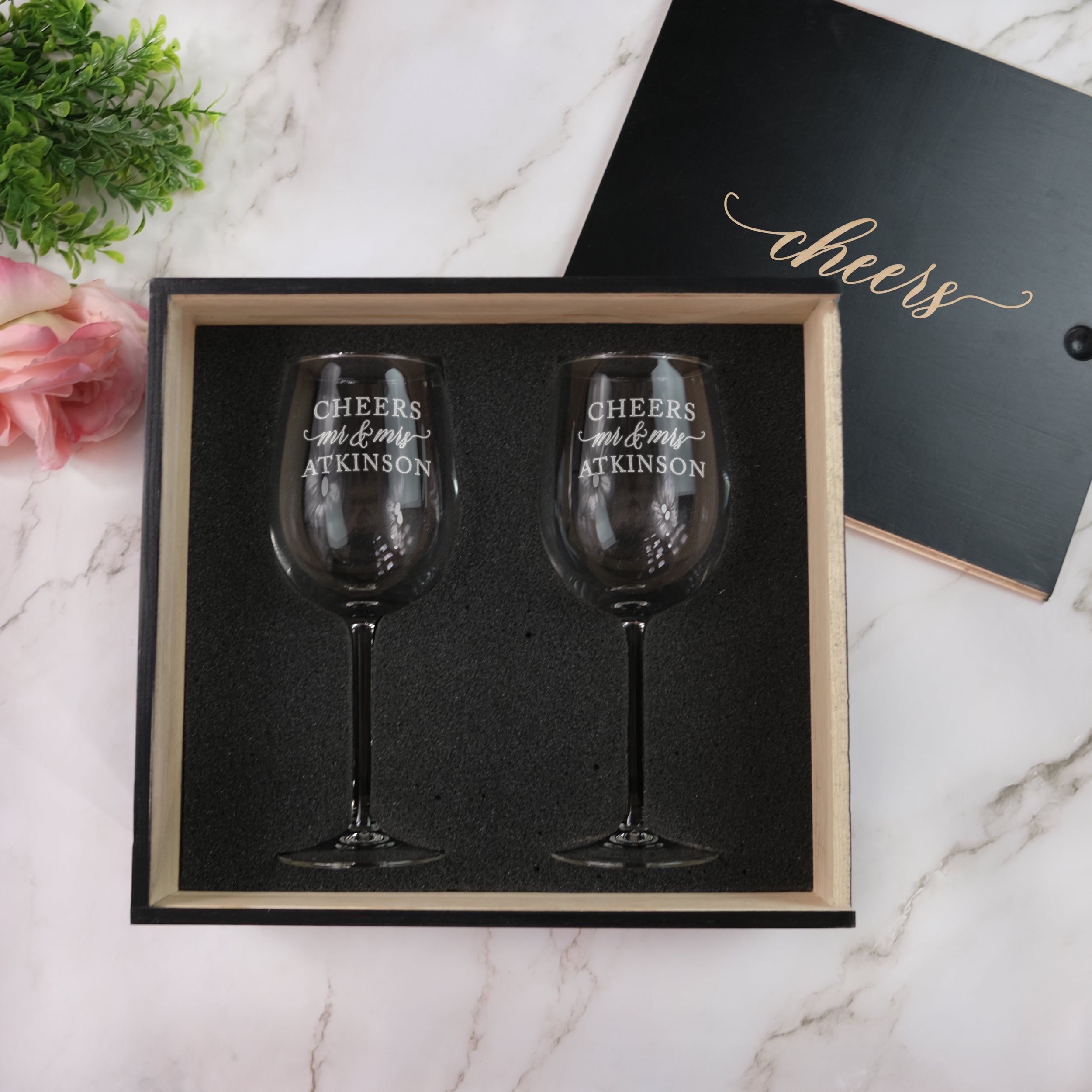 Wedding Wine Gift Set in Wood Box, Design: L9