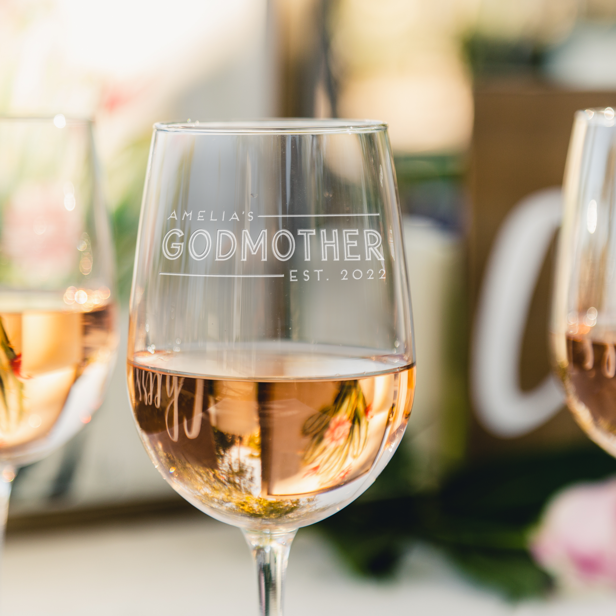 Personalized Godmother Wine Glass, Design: GDMA1