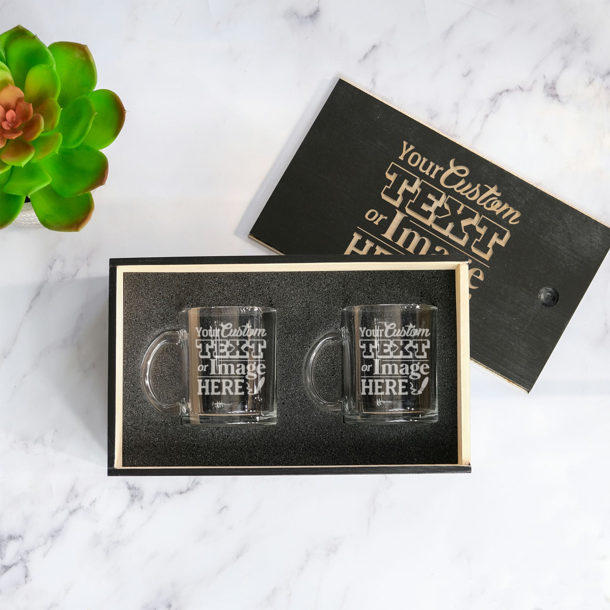 Custom Coffee Set in Wood Slide Gift Box, Design: CUSTOM