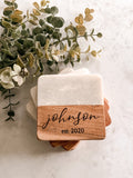 Custom Marble & Acacia Wood Coasters