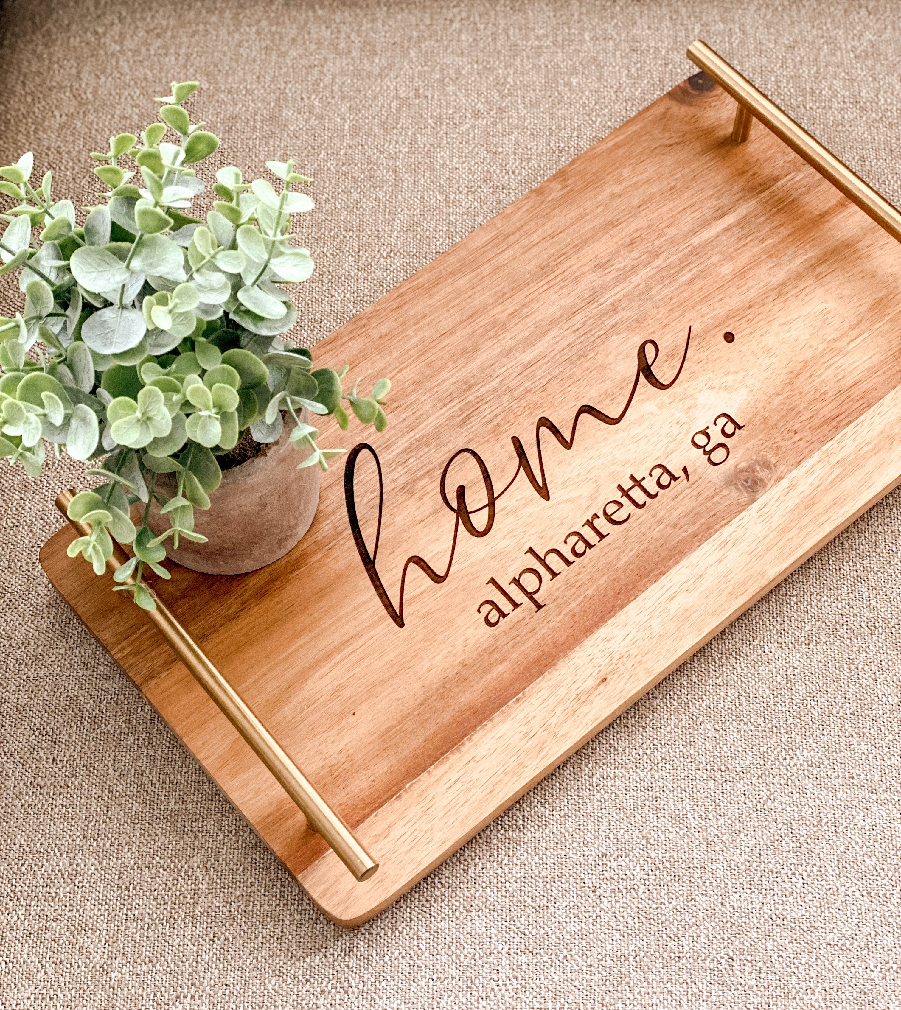 Wooden Serving Tray with Handles