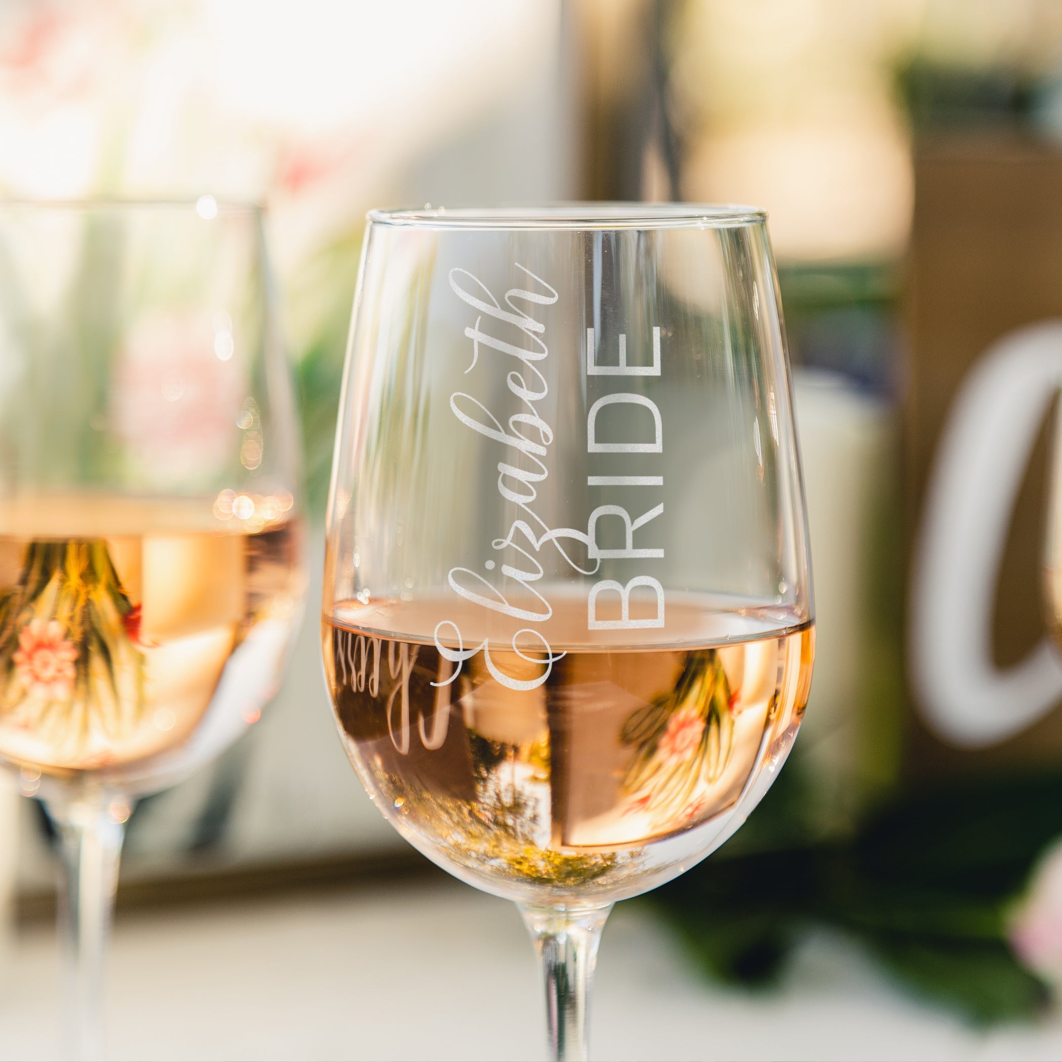 Etched Wine Glasses Bridal - Design: WG4