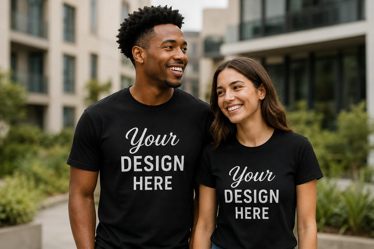 People wearing personalized Moments Etched apparel