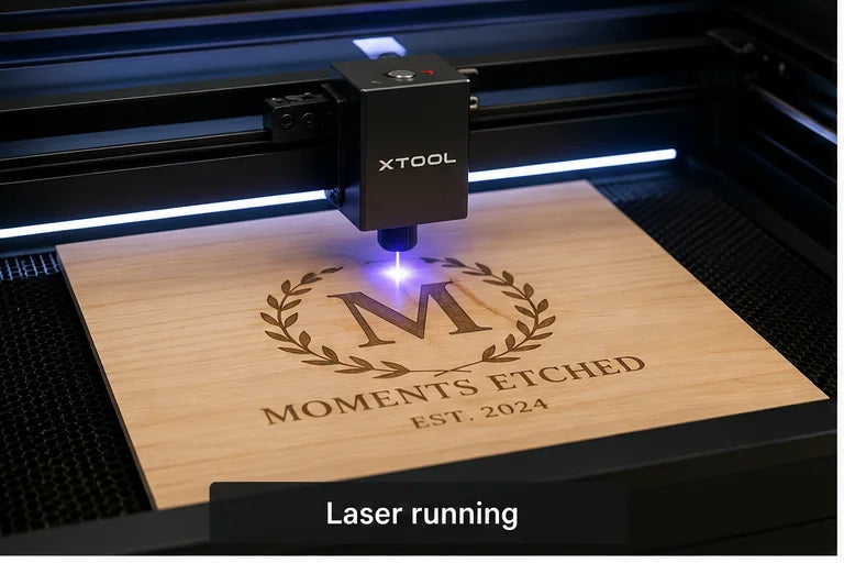 Laser engraving in progress